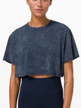 Lululemon All Yours Crop Tee Washed Blue Size 8